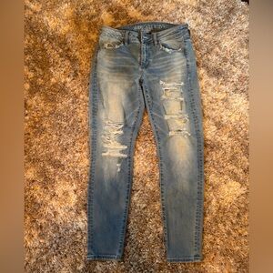 American Eagle Outfitters Light Blue Distressed Skinny Jeans